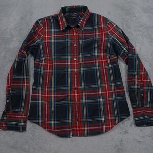 J Crew Top Womens 8 Black Plaid Button Up Preppy Long Sleeve Cotton‎